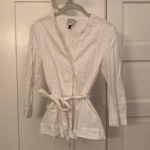 Anthro belted button down top